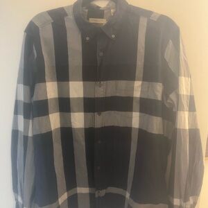 Burberry Navy and Cream Plaid Shirt